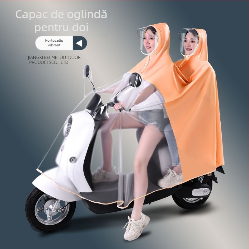 Pelerina de ploaie pentru mașini electrice, en-gros, baterie pentru mașini și motociclete, pentru părinți și copii, dintr-o singură bucată, un singur corp dublu, impermeabilă pentru mamă și copil