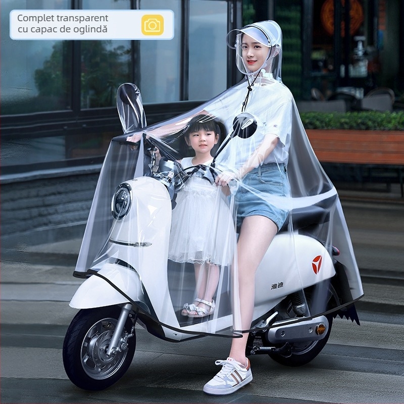 Pelerina de ploaie pentru mașini electrice, en-gros, baterie pentru mașini și motociclete, pentru părinți și copii, dintr-o singură bucată, un singur corp dublu, impermeabilă pentru mamă și copil