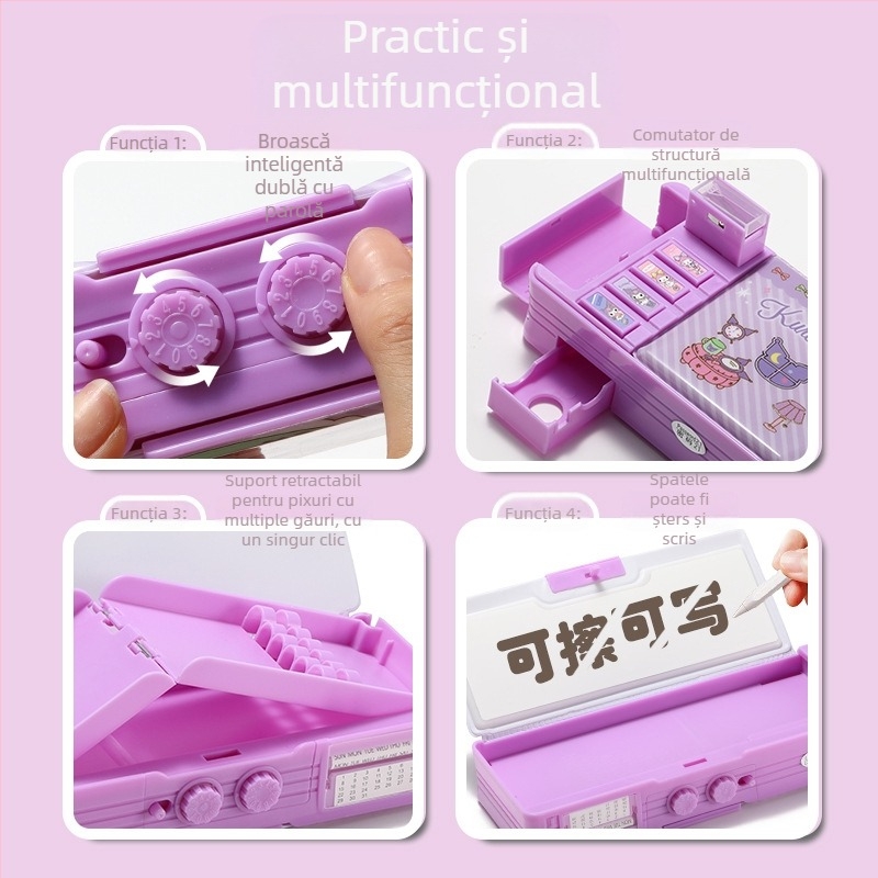 Penar cu parolă + lanț gratuit pentru pixuri pe tablă albă, penar multifuncțional cu două straturi, capacitate mare, pentru bărbați și femei, design de astronaut