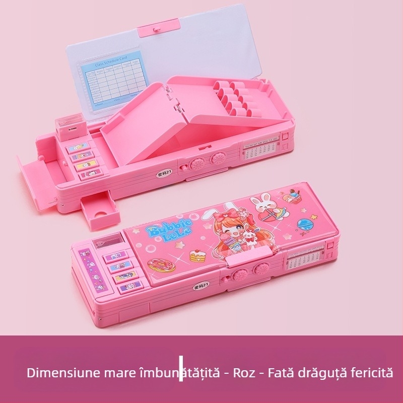 Penar cu parolă + lanț gratuit pentru pixuri pe tablă albă, penar multifuncțional cu două straturi, capacitate mare, pentru bărbați și femei, design de astronaut