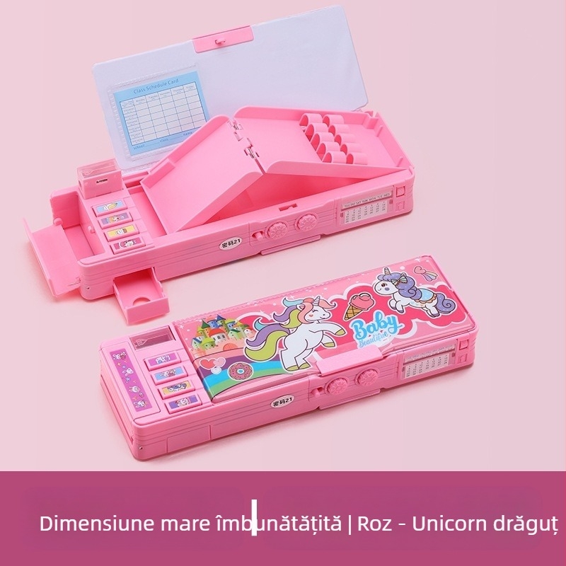 Penar cu parolă + lanț gratuit pentru pixuri pe tablă albă, penar multifuncțional cu două straturi, capacitate mare, pentru bărbați și femei, design de astronaut