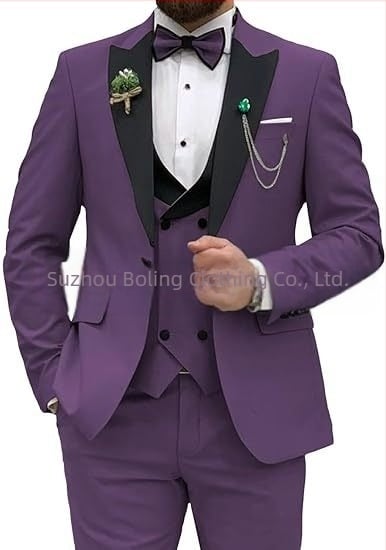 Costum bărbătesc, costum, set de 3 piese, costum slim fit pentru bărbați, costum casual de afaceri, rochie de mire, costum de petrecere