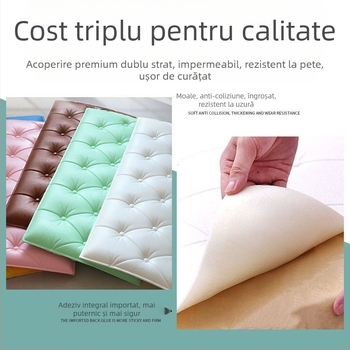 Tapet de pat impermeabil și rezistent la umiditate, autoadeziv tatami, geantă moale pentru pat, autocolante de perete, autocolante decorative anti-coliziune pentru perete