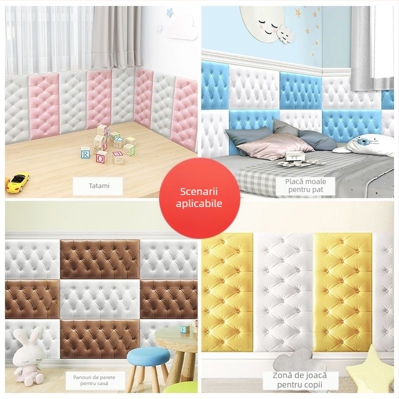 Tapet de pat impermeabil și rezistent la umiditate, autoadeziv tatami, geantă moale pentru pat, autocolante de perete, autocolante decorative anti-coliziune pentru perete