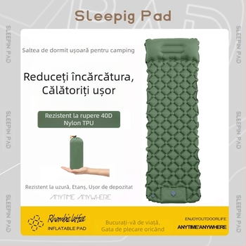 Saltea gonflabilă TPU cu un singur diamant, saltea gonflabilă pentru cort în aer liber, saltea de dormit ultra-ușoară și portabilă pentru camping, saltea rezistentă la umiditate