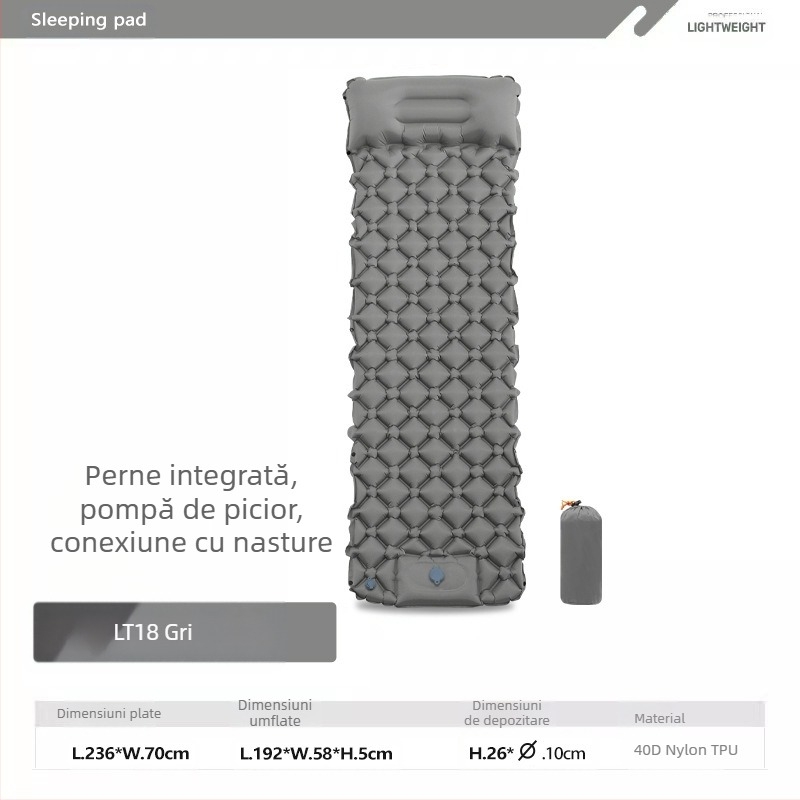 Saltea gonflabilă TPU cu un singur diamant, saltea gonflabilă pentru cort în aer liber, saltea de dormit ultra-ușoară și portabilă pentru camping, saltea rezistentă la umiditate