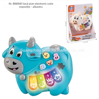 Jucărie educativă multifuncțională pentru copii, cu desene animate, animale, orgă electronică, muzică ușoară, pian electronic, instrument muzical, jucărie