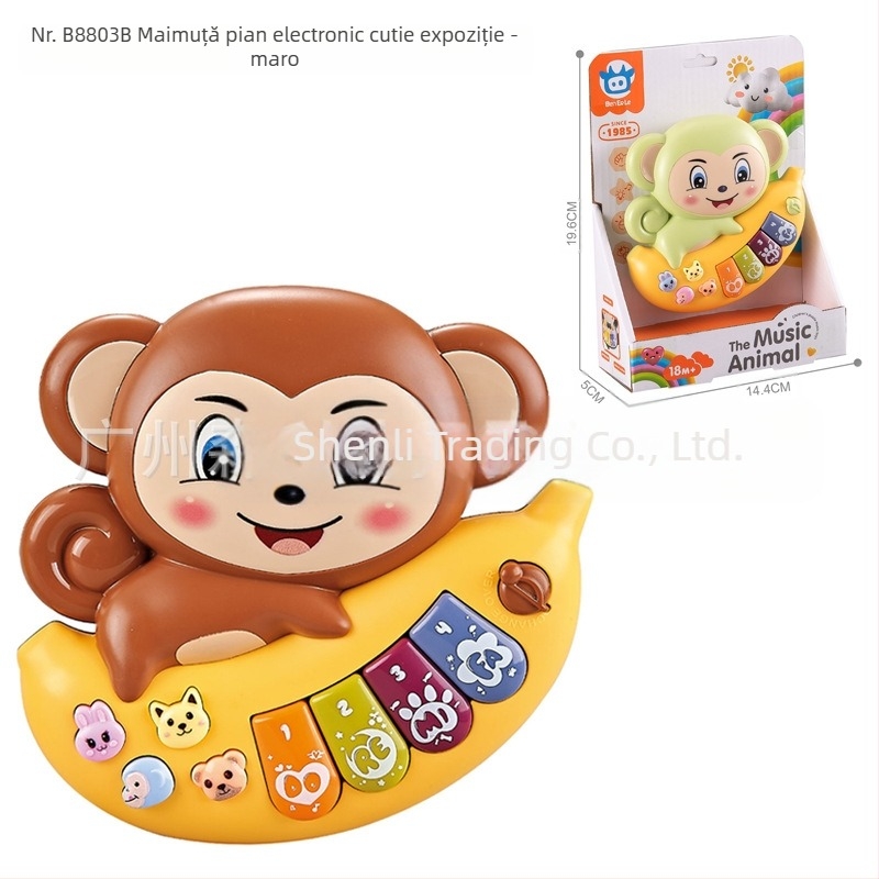 Jucărie educativă multifuncțională pentru copii, cu desene animate, animale, orgă electronică, muzică ușoară, pian electronic, instrument muzical, jucărie