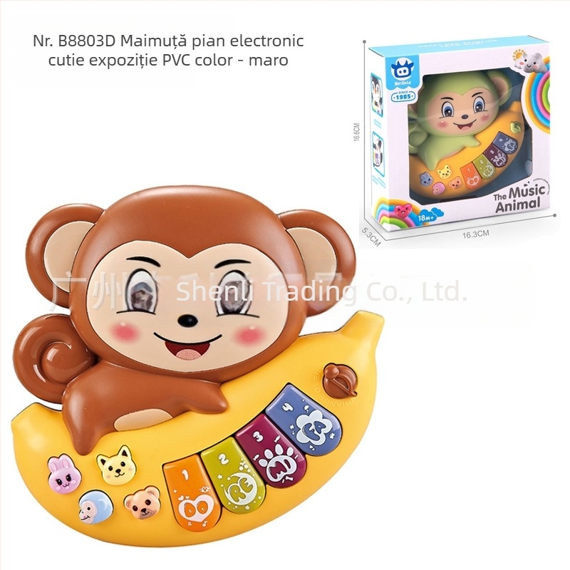 Jucărie educativă multifuncțională pentru copii, cu desene animate, animale, orgă electronică, muzică ușoară, pian electronic, instrument muzical, jucărie