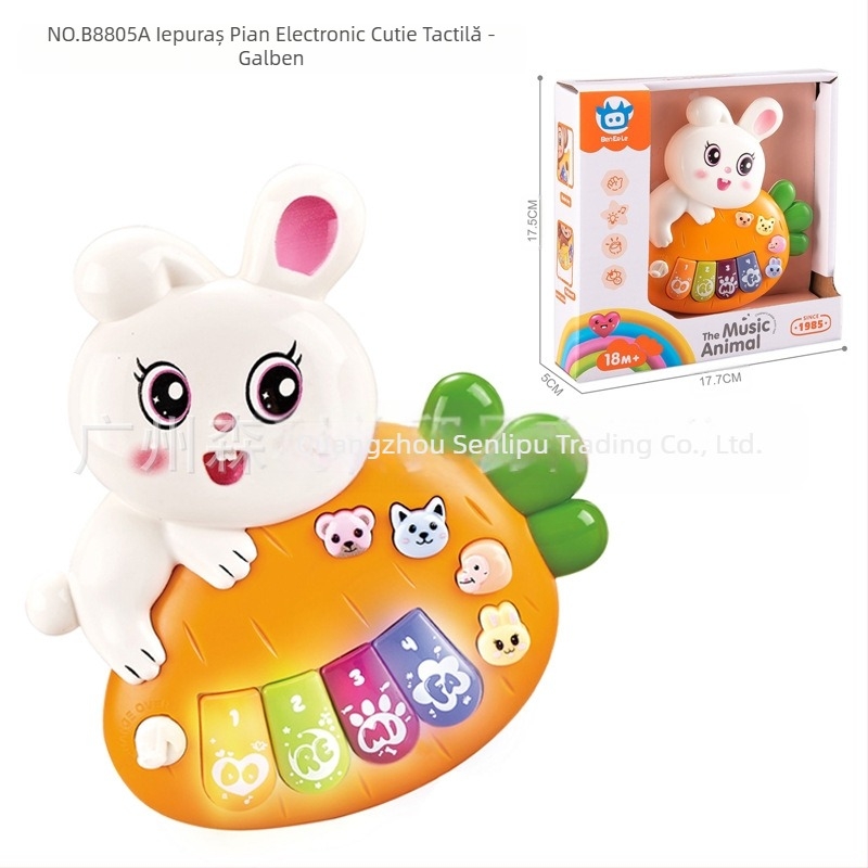 Jucărie educativă multifuncțională pentru copii, cu desene animate, animale, orgă electronică, muzică ușoară, pian electronic, instrument muzical, jucărie