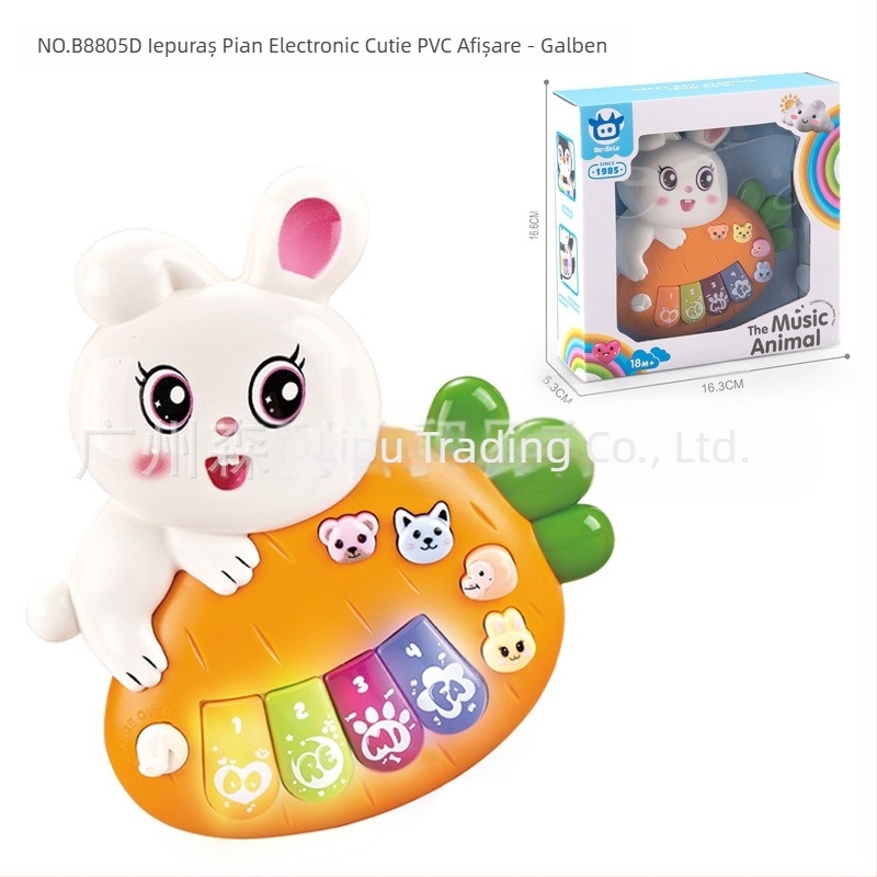 Jucărie educativă multifuncțională pentru copii, cu desene animate, animale, orgă electronică, muzică ușoară, pian electronic, instrument muzical, jucărie