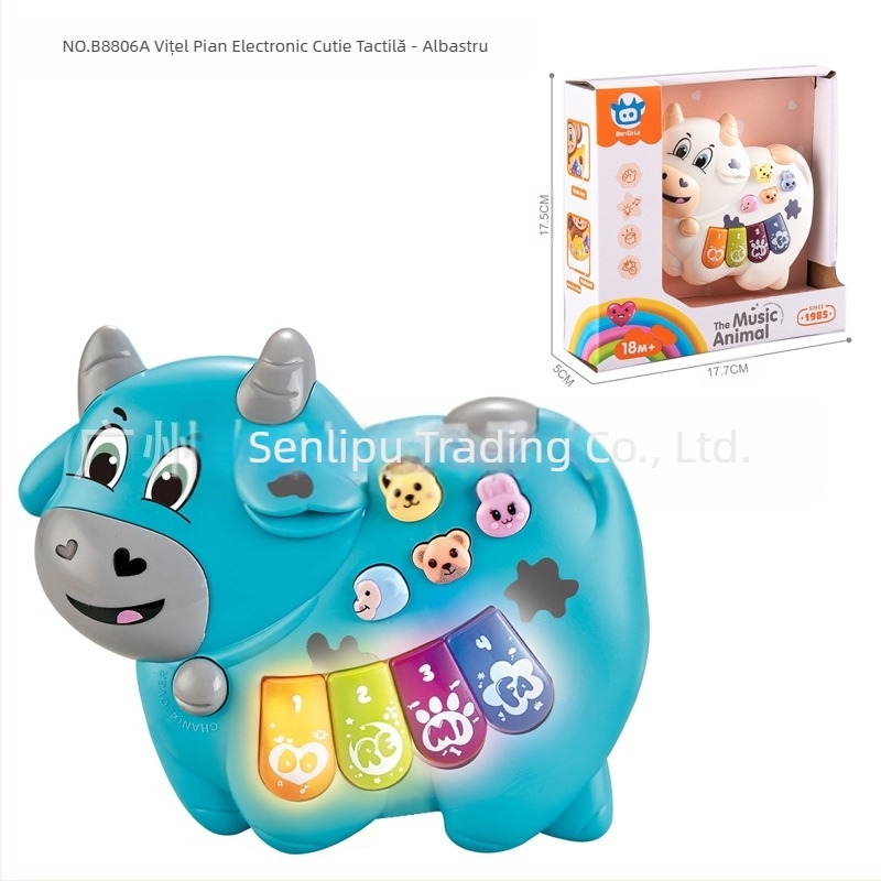 Jucărie educativă multifuncțională pentru copii, cu desene animate, animale, orgă electronică, muzică ușoară, pian electronic, instrument muzical, jucărie