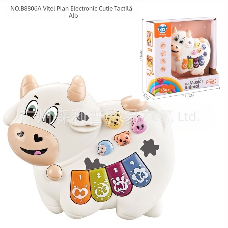 Jucărie educativă multifuncțională pentru copii, cu desene animate, animale, orgă electronică, muzică ușoară, pian electronic, instrument muzical, jucărie