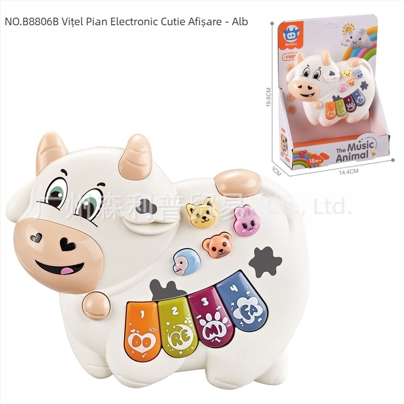 Jucărie educativă multifuncțională pentru copii, cu desene animate, animale, orgă electronică, muzică ușoară, pian electronic, instrument muzical, jucărie