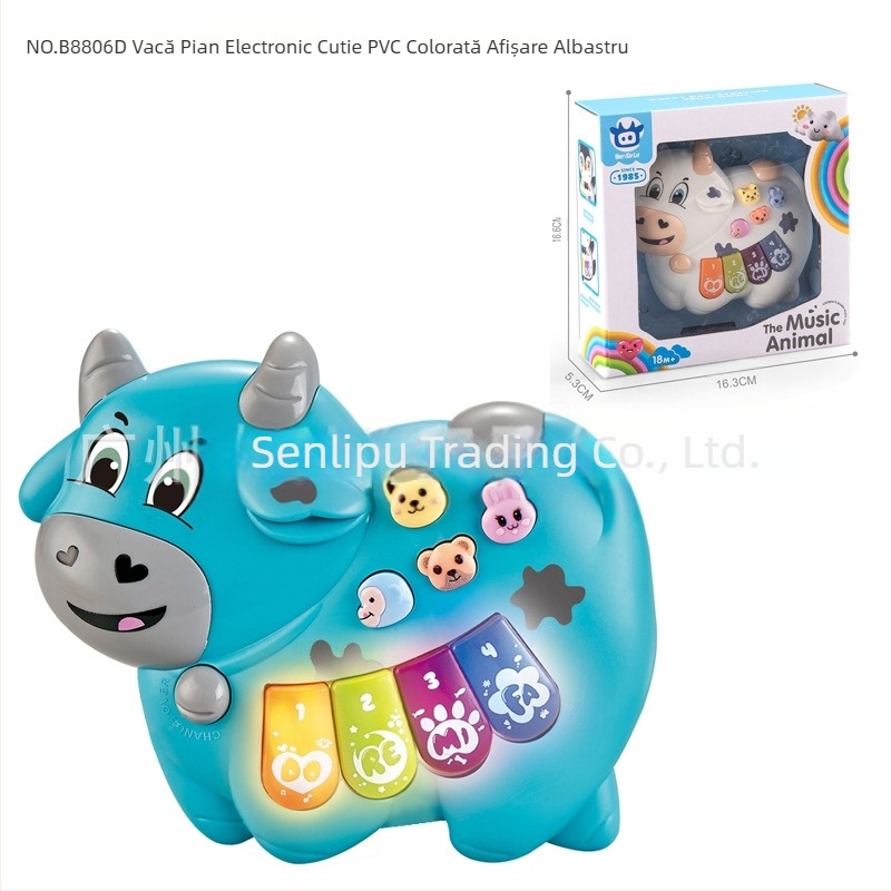 Jucărie educativă multifuncțională pentru copii, cu desene animate, animale, orgă electronică, muzică ușoară, pian electronic, instrument muzical, jucărie