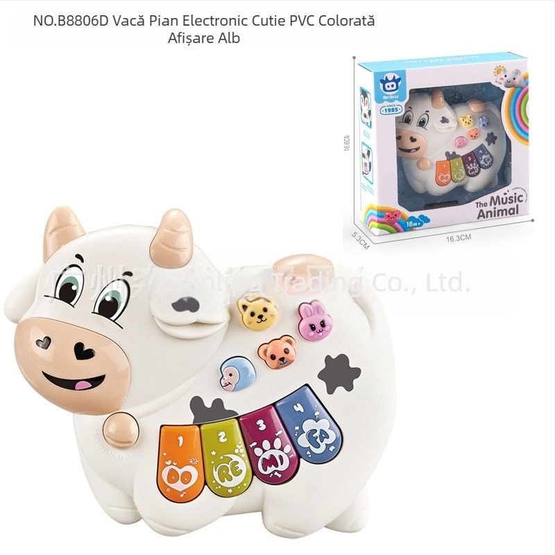 Jucărie educativă multifuncțională pentru copii, cu desene animate, animale, orgă electronică, muzică ușoară, pian electronic, instrument muzical, jucărie