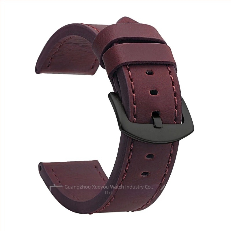 Curea de ceas din piele naturală, lățimi universale 18–24 mm, unisex, cu margini tăiate, cataramă argintie sau neagră