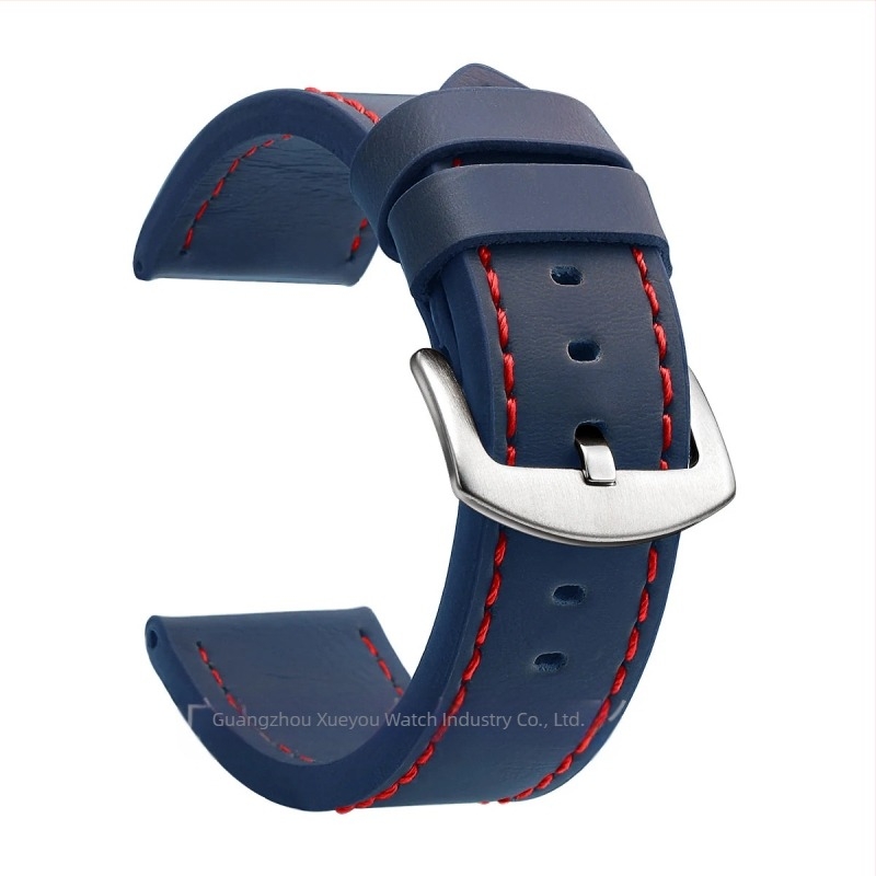 Curea de ceas din piele naturală, lățimi universale 18–24 mm, unisex, cu margini tăiate, cataramă argintie sau neagră