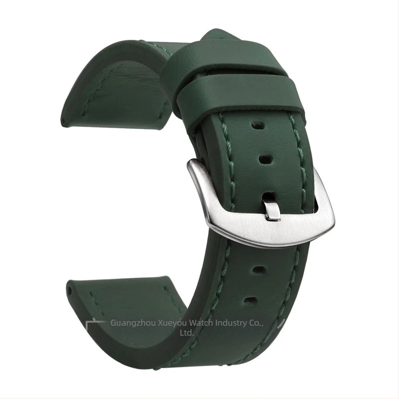 Curea de ceas din piele naturală, lățimi universale 18–24 mm, unisex, cu margini tăiate, cataramă argintie sau neagră