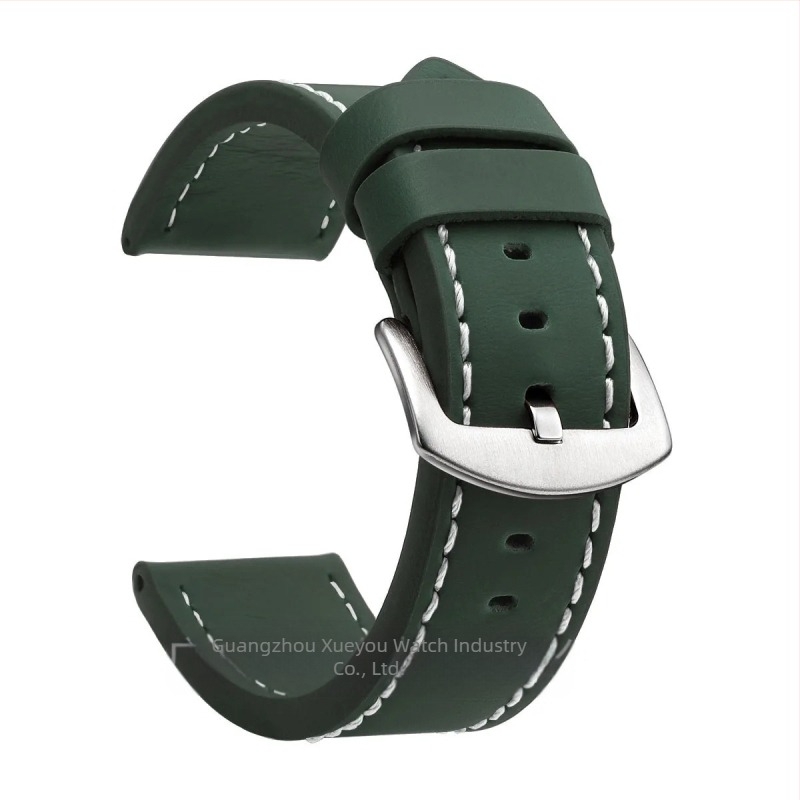 Curea de ceas din piele naturală, lățimi universale 18–24 mm, unisex, cu margini tăiate, cataramă argintie sau neagră