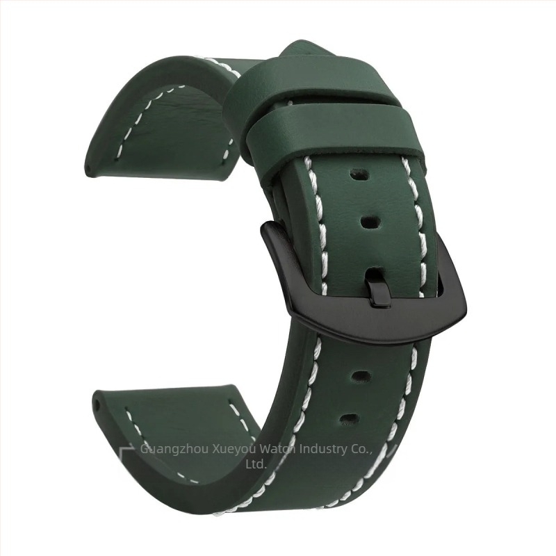 Curea de ceas din piele naturală, lățimi universale 18–24 mm, unisex, cu margini tăiate, cataramă argintie sau neagră
