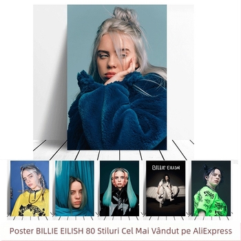 Poster Aliexpress transfrontalier cu celebritatea Billie Eilish, Billie Eilish personaj european și american, pictură murală pentru dormitor și living