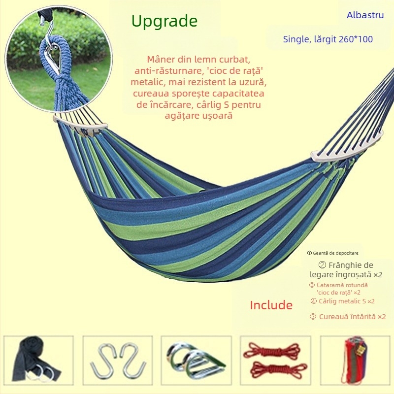 Hamac balansoar exterior, îngroșat, interior, single dublu, dormitor studențesc, dormitor pentru adulți, scaun suspendat din pânză anti-răsturnare