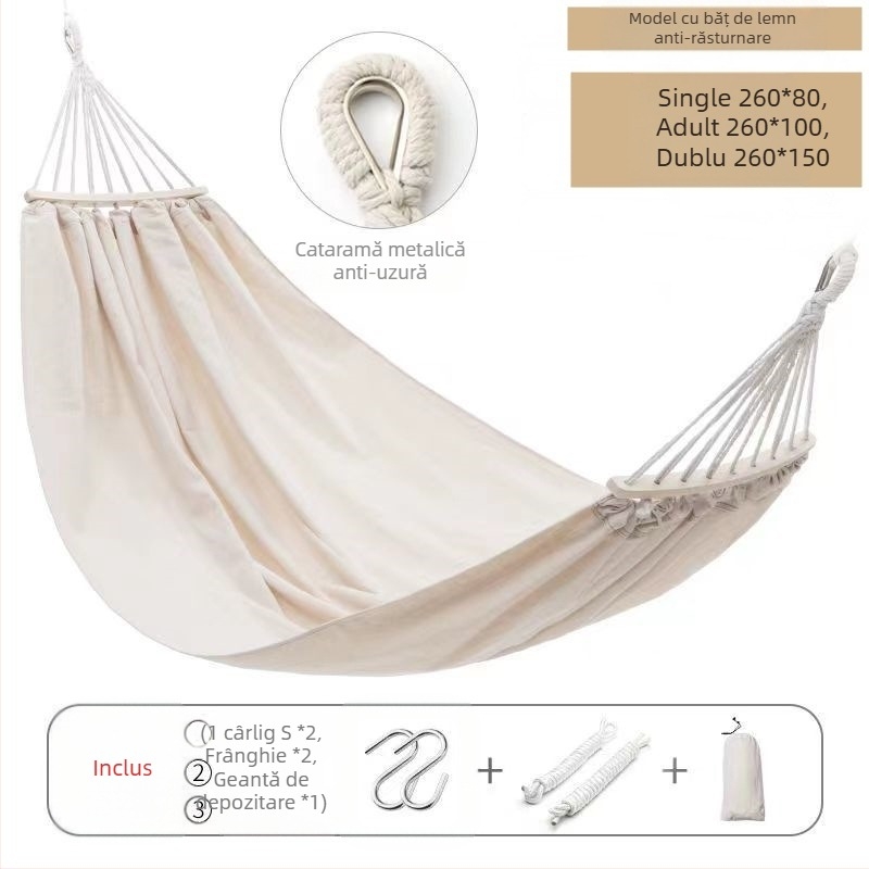 Hamac balansoar exterior, îngroșat, interior, single dublu, dormitor studențesc, dormitor pentru adulți, scaun suspendat din pânză anti-răsturnare