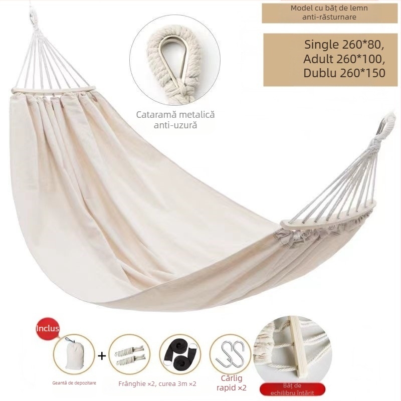 Hamac balansoar exterior, îngroșat, interior, single dublu, dormitor studențesc, dormitor pentru adulți, scaun suspendat din pânză anti-răsturnare