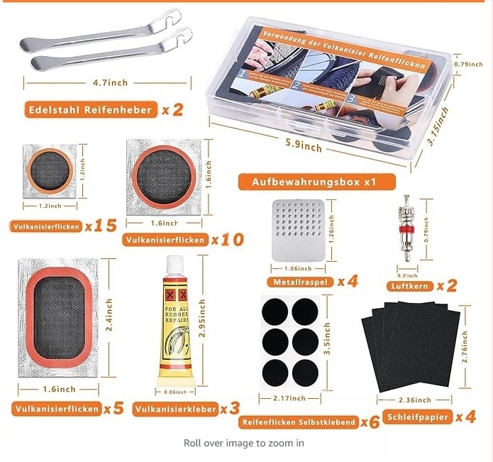Kit de reparare a anvelopelor de bicicletă transfrontalieră, set de lipici pentru peliculă de reparare a anvelopelor, set de instrumente pentru repararea anvelopelor de bicicletă