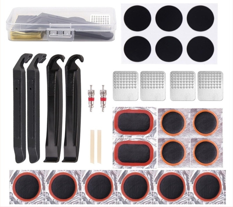 Kit de reparare a anvelopelor de bicicletă transfrontalieră, set de lipici pentru peliculă de reparare a anvelopelor, set de instrumente pentru repararea anvelopelor de bicicletă