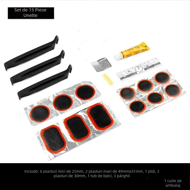 Kit de reparare a anvelopelor de bicicletă transfrontalieră, set de lipici pentru peliculă de reparare a anvelopelor, set de instrumente pentru repararea anvelopelor de bicicletă