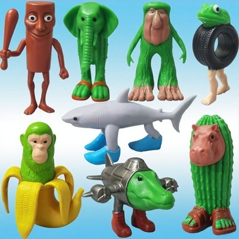 Ornamente de figurine clasice transfrontaliere din munți și mări, Tungtungsahur, om de lemn, purtând pantofi, rechin, păpușă, en-gros