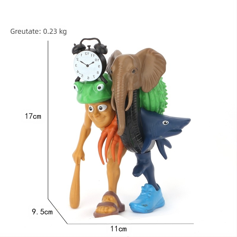 Ornamente de figurine clasice transfrontaliere din munți și mări, Tungtungsahur, om de lemn, purtând pantofi, rechin, păpușă, en-gros