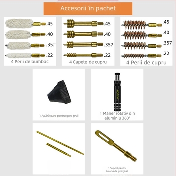 Kituri de curățare pentru arme. 177 .223 .308 cal. 5.56mm 7.62mm 12 perii de curățare