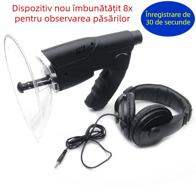 Telescop monocular pentru observarea păsărilor de 8 ori, cu colector de sunete pentru animale sălbatice în aer liber, pentru ascultarea păsărilor