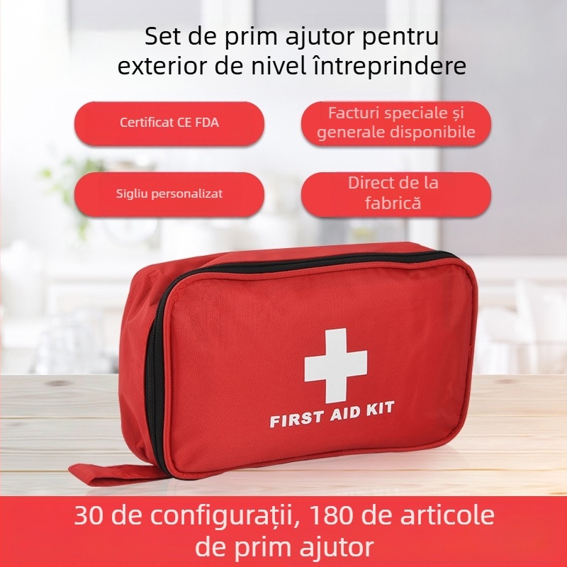 Export transfrontalier de 30 de tipuri de truse de prim ajutor cu 194 de componente, trusă de prim ajutor pentru exterior, trusă de prim ajutor pentru familie, trusă de urgență