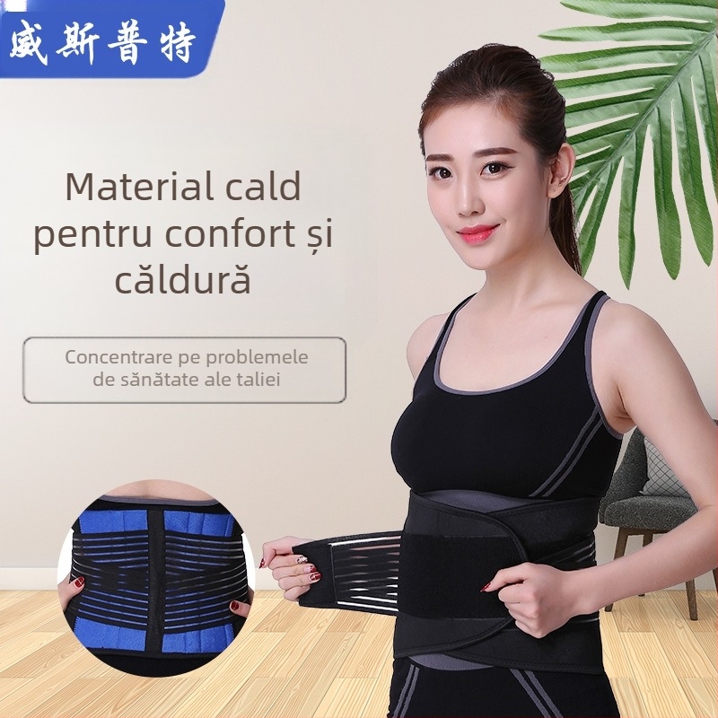 Centură de protecție a taliei sport transfrontalieră, respirabilă, de dimensiuni mari, suport cald, culoare albastră și neagră, pentru fitness, protecție a taliei