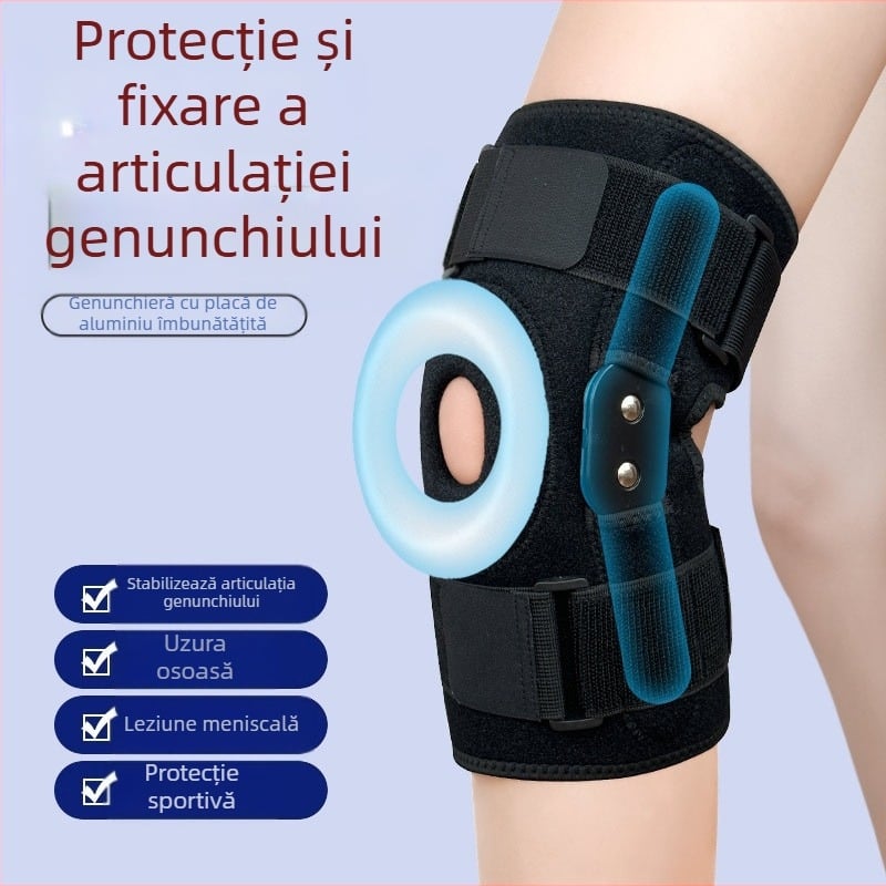Curele sport profesionale, genunchiere antiderapante, suporturi din placă de oțel, protecție menisc din silicon anti-coliziune, echipament de protecție compresiv pentru rotulă