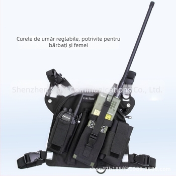 Geantă de piept neagră de mare capacitate, geantă de piept pentru walkie-talkie, geantă de sport pentru călărie, geantă de vânătoare în aer liber, echipament de transport, instrumente de operare
