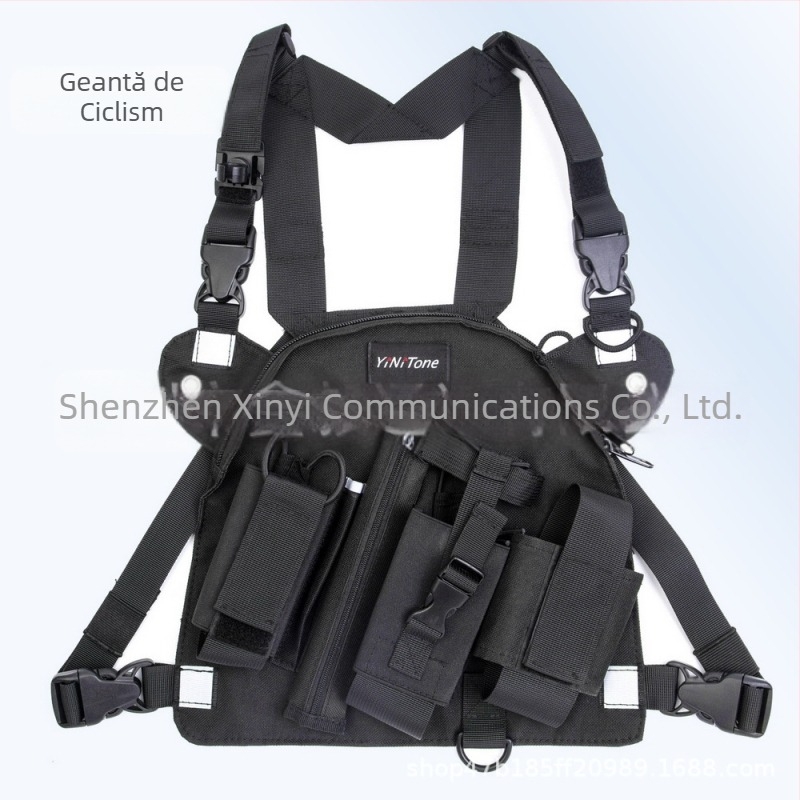 Geantă de piept neagră de mare capacitate, geantă de piept pentru walkie-talkie, geantă de sport pentru călărie, geantă de vânătoare în aer liber, echipament de transport, instrumente de operare
