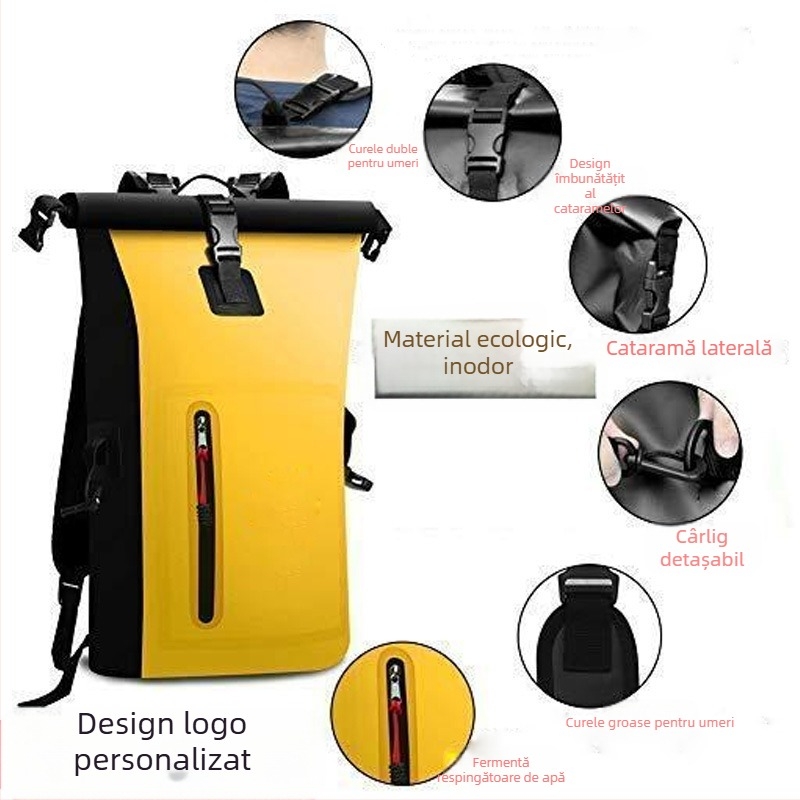 Rucsac impermeabil din PVC pentru sporturi în aer liber, presat la cald, rucsac de camping, geantă de călătorie pentru înot, geantă impermeabilă pentru rafting pe râu