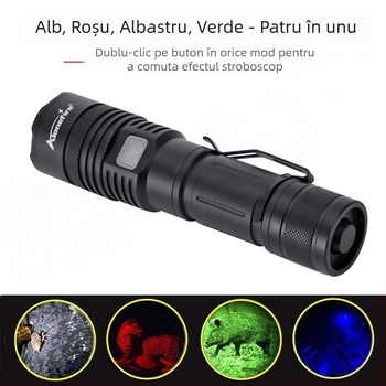 X37 Lanternă transfrontalieră nouă cu patru culori, lumină puternică, reîncărcabilă prin USB, lumină albă, lumină roșie, lumină verde, lumină albastră