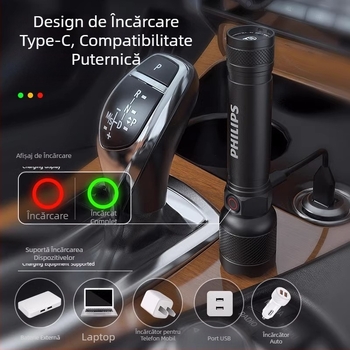 Lanternă Philips Sfl2188, lumină puternică, rază lungă de acțiune, baterie ultra-lungă, reîncărcabilă, mini portabilă, mică, pentru acasă