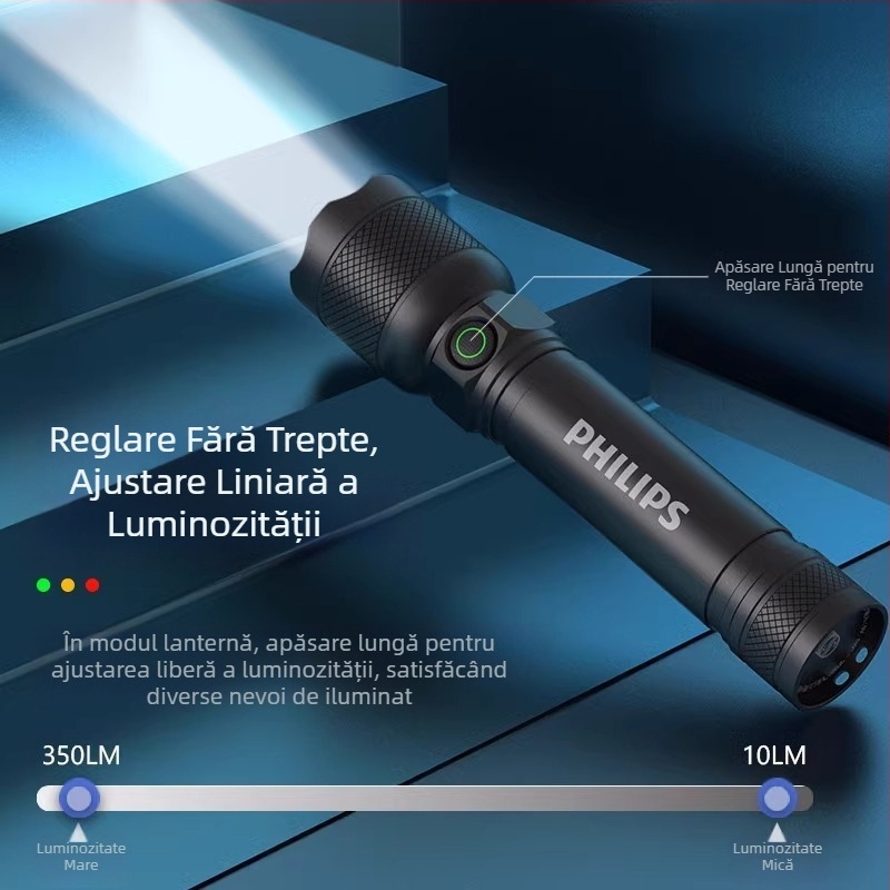 Lanternă Philips Sfl2188, lumină puternică, rază lungă de acțiune, baterie ultra-lungă, reîncărcabilă, mini portabilă, mică, pentru acasă