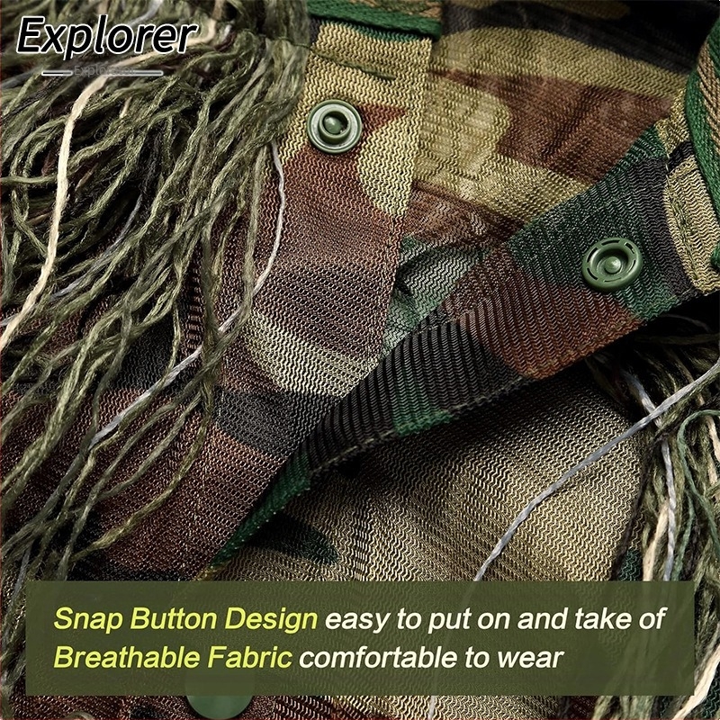 Costum Ghillie Playerunknown's Battlegrounds, costum deghizat, costum de mătase din lână și junglă, costum de câmp Stealth CS pentru adulți