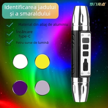 Rohmon Repere Noua Lampă de Jad Lampă cu Lumină Mov Verificarea Bancnotelor Bijuterii Jad Tutun și Alcool Anti-falsificare Identificare Lanternă cu Lumină Puternică pentru Comori