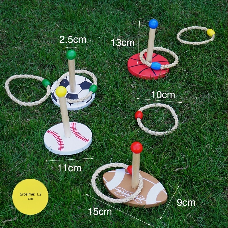 Minge de sport în aer liber cu frânghie de cânepă, inel de aruncare, jucărie educativă, joc pentru copii, sporturi în aer liber, antrenament senzorial, iarbă