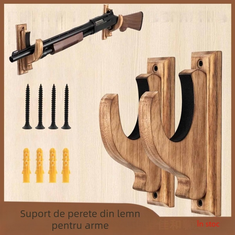 Suport de perete din lemn pentru jucării cu arme, suport de depozitare pentru puști, montat pe perete, suport pentru arc și săgeți, suport de depozitare pentru perete