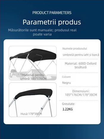 Copertină de ploaie pliabilă portabilă 600D Oxford stofă pentru caiac, iaht, turism, barcă, copertină, barcă de pescuit, șopron, barcă de asalt